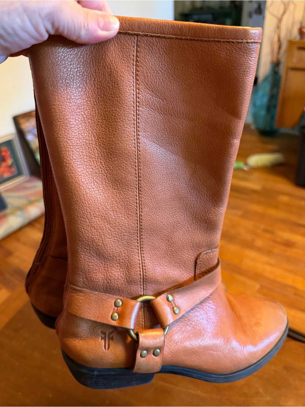 Frye Cognac Leather Harness Boots Girls